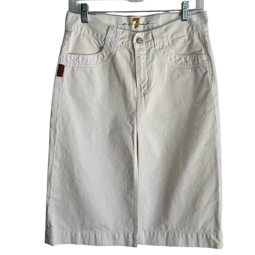 7 For All Mankind Early 00s Jerome Dahan Off White Vintage Cotton Skirt Size 26 - Picture 1 of 8